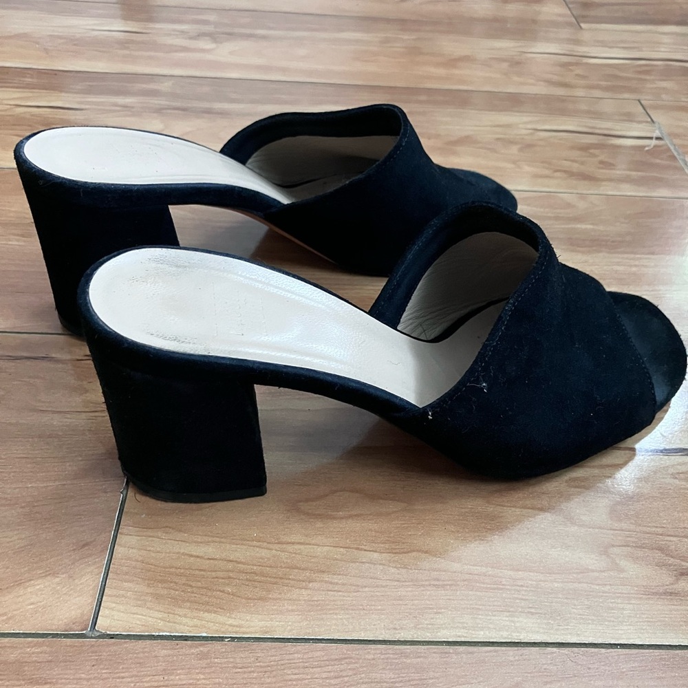 Maryam Nassir Zadeh Black Suede Block Heel Mules